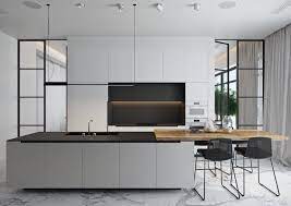Cuisine ouverte en noir mat et bois. Cuisine Blanc Et Noir 40 Propositions Qui Donnent Envie D Essayer Contraste Cuisine Moderne Cuisine Noir Et Blanc Cuisines Design
