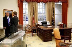 The president's resolute desk in the white house oval office the story of why the resolute desk was given by queen victoria to the president of the united states from uk2sfo on vimeo. Donald Trump Won T Work In The Oval Office White House Renovations Could Take A Year According To Karl Rove