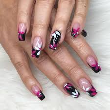 Pink with black and white cross stiletto nail designs nail art picture. 21 Hot Pink And Black Nail Designs That Are Truly Amazing Checopie