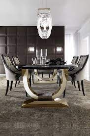 Italian Black Lacquered Gold Oval Dining Set Juliettes Interiors Dinning Table Design Luxury Dining Room Dining Table Design