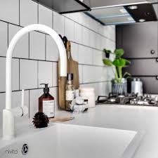 white kitchen sink faucet