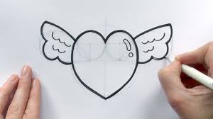 If you are a beginner, you can start by searching for a picture online, there are many designs with winged unicorns, you can get an idea from there. How To Draw A Cartoon Love Heart With Wings For Valentine S Day Youtube Sketches Of Love Easy Drawings Cute Love Cartoons