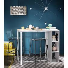 Table De Salle A Manger Haute En Bois Blanc Satine L 120 Cm Highway Maisons Du Sala Da Pranzo In Legno Sedie Da Bar Tavolo Alto