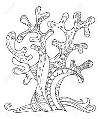 Coral reefs develop in warm and shallow water near the land. Sea Coral Doodle Hand Drawn Illustration In Black And White Coloring Page Royalty Free Cliparts Vectors And Stock Illustration Image 52240475