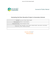 Pdf Evaluating The Peer Education Project In Secondary Schools