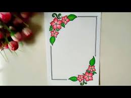 Flower Design Front Cover Page Design Easy Floral Project Design Assignment Notebook Design In 2020 Front Page Design Page Borders Design Colorful Borders Design