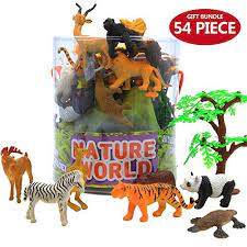 Animals Toys 54 Piece Mini Jungle Animals Figure Set With Gift Box Zoo World Realistic Wild Animal Learning Resou Farm Animal Toys Animal Learning Animals Wild