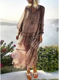 Veryvoga Solid Long Sleeves Shift Maxi Casual Boho Vacation Dresses Ruhak Szabadidoruhak Ekkor 2019 Menyasszonyiruha Stilusok Divat Es Bohem Stilus