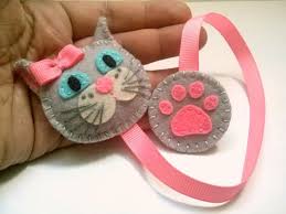 Fieltro Marcador Cat Marcador De Gato Gris Marcador De Gato Bookmarks Handmade Felt Crafts Felt Ornaments