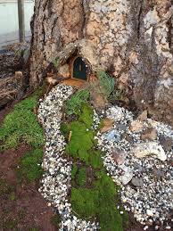 Green Fairy Door With Portico Made From Woven Willow Covered With Moss Fairy Garden Houses Fairy Tree Houses Fairy Garden