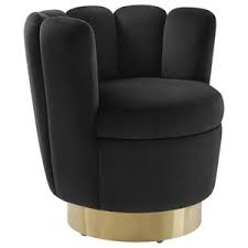 Sophie slipper chair elle decor upholstery color: Yad Black Velvet Swivel Chair Contemporary Armchairs And Accent Chairs By First Of A Kind Usa Inc Houzz