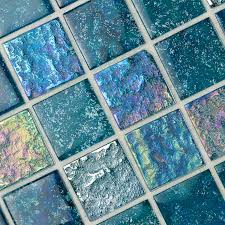 Laguna Iridescent Aquamarine 2x2 Glass Tile Glass Pool Tile Mosaic Pool Tile Pool Tile Designs