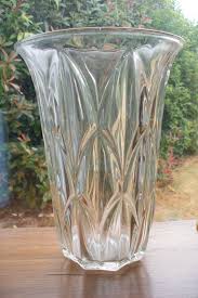Ancien Grand Vase En Cristal Art Deco Modele Feuille Vase Glass Vase Glass