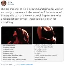Powerful Billie Eilish S Body Reveal Tour Video Know Your Meme Billie Eilish Billie