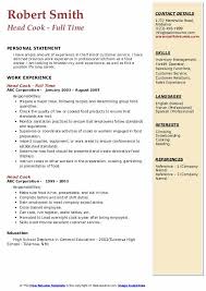 The job involves preparing ingredients, plating, . Head Cook Resume Samples Qwikresume