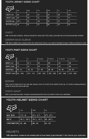 fox dirt bike helmet size chart