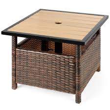 Cut the lumber to size. Best Choice Products Wicker Rattan Patio Side Table Outdoor Furniture For Garden Pool Deck W Umbrella Hole Brown Walmart Com Walmart Com