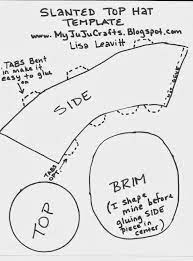 Juju Crafts Hand Drawn Template Of Mini Slanted Top Hat Hat Template Mad Hatter Hat Top Hat
