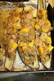 Louisiana Pickle Stuffed Eggplant A La Red Bar How To Cook Shrimp Red Bar Food Crush