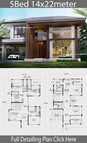 Home Design Plan 14x22m With 5 Bedrooms En 2020 Plan Maison Moderne Maison Duplex Maison Moderne