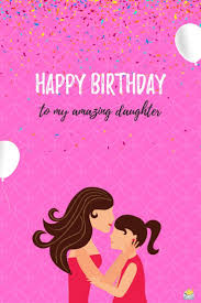 Sweet Happy Birthday Message For Her Cute Birthday Message On Illustration Of Mom Kissing Her Daughter On Fuchsia Backgrou Birthday Wishes For Daughter Happy Birthday Messages Happy Birthday April