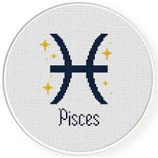 Aida 14, black 638w x 556h stitches size(s): Pisces Zodiac Sign Cross Stitch Pattern Daily Cross Stitch
