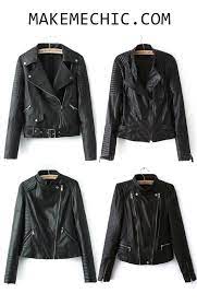 Black Long Sleeve Zipper Pu Leather Jacket Clothes Jackets Leather Jacket