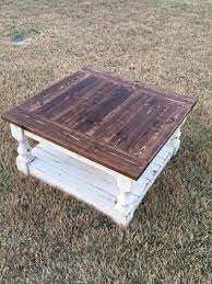Large Square Rustic Baluster Wide Plank Coffee Table Farmhouse Coffee Table Farmhouse Farmhouse Furniture Farmhouse Table Plans