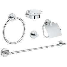 Get set for chrome bathroom accessories at argos. Grohe Essentials 5 In 1 Master Bathroom Accessories Set Chrome 40344001