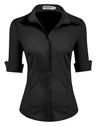 Hotouch Women Collared Button Down Short Sleeve Dress Shirt Black L Long Sleeve Cotton Tops Short Sleeve Dress Shirt Clothes