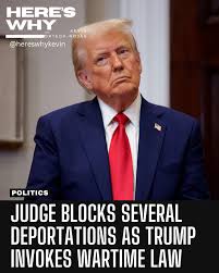 BREAKING: As Trump prepared to invoke the Alien Enemies Act, a 1798 law  that's only been used while America was at war, a federal judge cut him off  at the knees. Chief