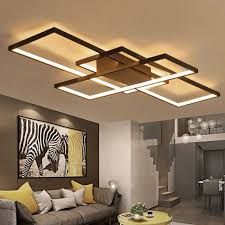 43 Wide Black 3 Rectangle Ceiling Light Modern Led Acrylic Semi Flush Mount Light In Warm Ceiling Lights Living Room Living Room Lighting Living Room Ceiling