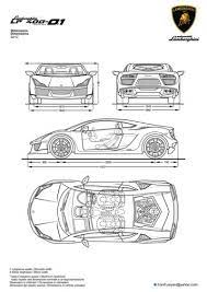 Lamborghini Aventador Blueprint Sketsa Lamborghini Gambar