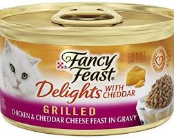 Purina Fancy Feast Grilled Chicken Cheddar Cheese Feast In Gravy Cat Food 24 3 Oz Pull Top Can Take Your Cat S Food Canned Cat Food Fancy Feast Cat Food