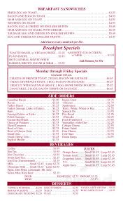 For everything in the lunch special menu, you can choose to have one of the following items for free: Spring Garden Family Restaurant Menu In St Petersburg Florida Usa