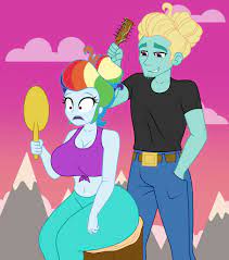 Equestria girls rarity is a humanoid version of the g4 pony rarity, as depicted in the film my little pony: 2152731 Safe Alternate Version Artist Mashoart Rainbow Dash Zephyr Breeze Equestria Girls Alternate Hairstyle Belly Button Big Breasts Breasts Busty Rainbow Dash Cleavage Clothes Hair Bun Huge Breasts Mirror Pants Sexy Stupid