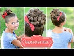With braids you can keep your hair out of your face but still have a beautiful look. Pancaked Bun Of Braids Cute Girls Hairstyles Youtube
