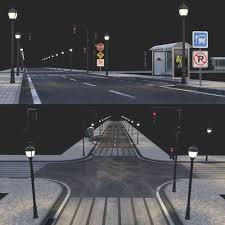 3d Road And Busstop File 3dsmax Free Dowload Asphalt Road Road Road Design