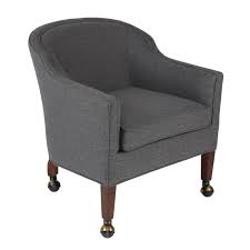 Dunbar Style Barrel Chair On Casters Circa 1950s Full Circle Modern Vintage Lounge Chair Chair Blue Dining Room Chairs