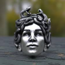 Handcrafted Sterling Silver Medusa Ring: Gothic Snake Jewelry