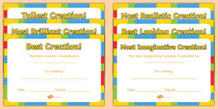 Straight is easier to replicate in lego. Building Brick Creation Award Certificates Teacher Made