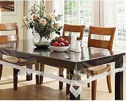 Premium crystal clear vinyl tablecloth serves as a fine table top protector, helping you protect your table from scratches and beverage spills. 1 Pieces Thick Waterproof Wipeable Plastic Table Cover Beutiful Looking White Lace Pvc Tablecloth Dining Table Cover Dining Table In Kitchen Dining Table