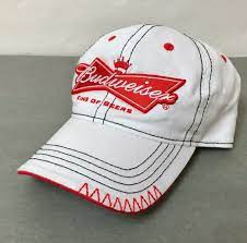 Unworn Budweiser Beer Hat White Red Big Logo Bowtie Relax Fit Dad Cap Men Women Budweiser Baseballcap Cap Men Relaxed Fit Beer Hat