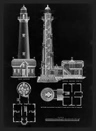 Black And White Lighthouse Animal Crossing Chalkboard Lighthouse Plans Art Print Lighthouse Blueprints Old Maps