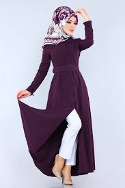 Modaselvim Elbise Kemerli Elbise Ferace Ukb5042 Mor Fashion Hijab
