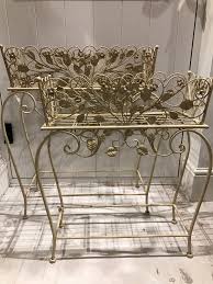 This would work also really well on a balcony: Mf001 Ornate Shabby Chic Metal Planters Free Standing Shelving Sweet N Chic Florist