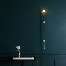 Leather Wrapped Linear Light Linear Lighting Blue Accent Walls Sconce Lamp