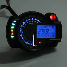 Motorcycle Odometer Speedometer Tachometer Gauge Km Mph Lcd Digital Blue Black Cafe Racer Parts Custom Bike Parts Bike Accessories