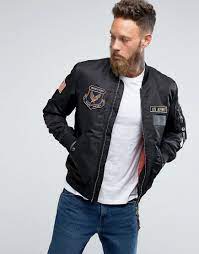 Jack Jones Vintage Bomber With Badges And Zip Pull Black Bomber Jacket Latest Fashion Clothes Bomber Jacket Men