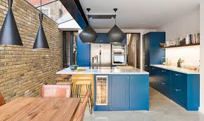 Lacquer kitchen cabinets are more in modern style and it is lots of our customers'choice. Classy Sapphire Kitchen Navy Blue And Brass Revitalizes Traditional Shaker Kitchen